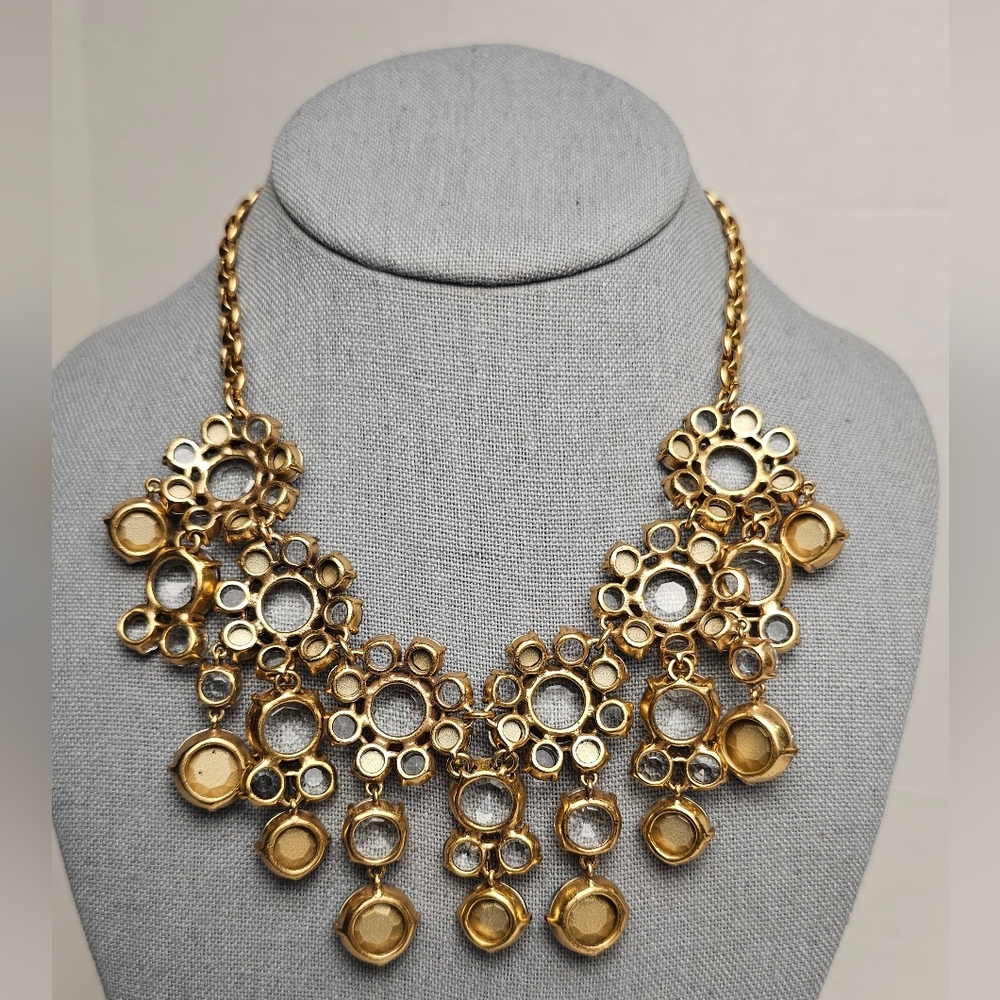 [J. CREW] Gold Crystal Drop Bib Statement Necklace - Picture 10 of 16